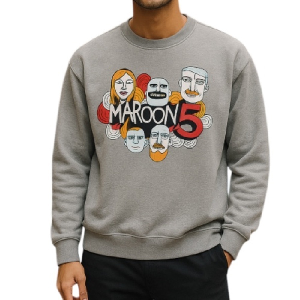 MAROON 5 Overexposed Graphic Sweatshirt Crewneck Band Grey Unisex Rock Size M